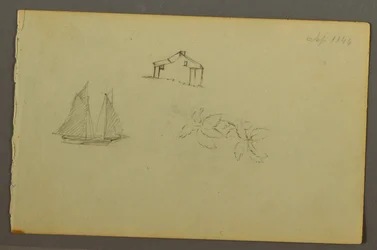 Disegno, Casa, barca a vela, pianta, settembre 1844