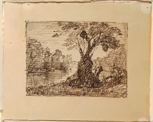 Disegno, Paesaggio fluviale immaginario, 1870-73 ca.