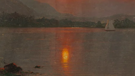 Disegno, lago Millinocket, tramonto, 1870-80