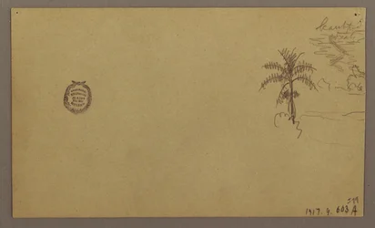 Disegno, Paesaggio; verso: Albero in paesaggio, cielo, maggio-agosto 1865