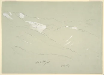 Disegno, Paesaggio degli altipiani bernesi, vicino a Bel Alp, Svizzera, settembre 1868