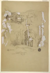 Disegno, Paesaggio nei pressi delle Terme di Caracalla, Roma, febbraio 1869