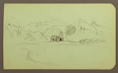 Disegno, Paesaggio con chiesa; verso: Paesaggio, 1883