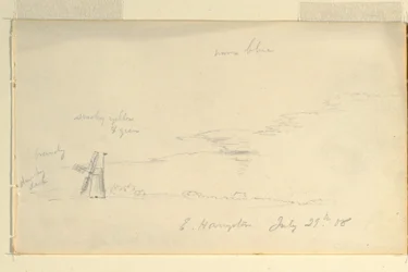 Disegno, Paesaggio con mulino a vento, 29 luglio 1858