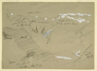 Disegno, Paesaggi nelle Alpi Bernesi, vicino a Bel Alp, Svizzera, settembre 1868