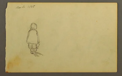 Disegno, Bambina con cappellino di spalle, 1845