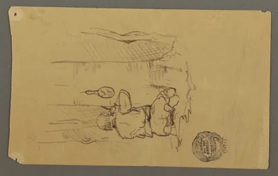 Disegno, Uomo che si fa la barba, visto da dietro, forse 1878