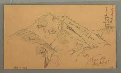 Disegno, Castello medievale, Casa a cascata, 24 agosto 1868