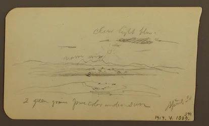 Disegno, Paesaggio montano, Figura; verso: Paesaggio, 30 aprile 1885