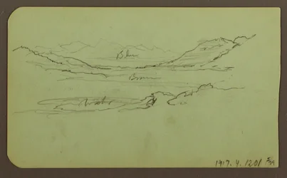 Disegno, Paesaggio montano; verso: Paesaggio, 1883