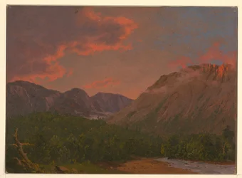Disegno, Paesaggio montano al tramonto, 1865