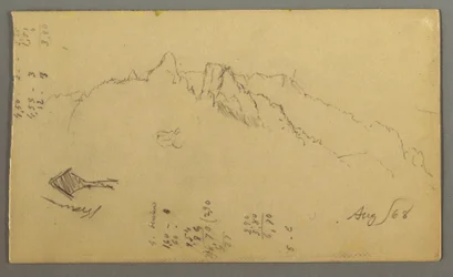 Disegno, Cime di montagna, Santuario lungo la strada, agosto 1868