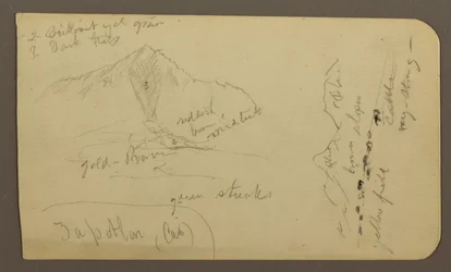 Disegno, Montagna, Zapotlan; verso: Collina boscosa, Lago Cuitzeo, gennaio 1885