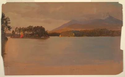 Disegno, il monte Katahdin dallo stagno di Togue, 1878