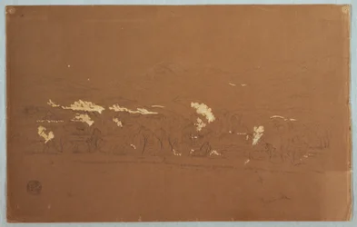 Disegno, veduta parziale di Guaranda, Ecuador, 3 giugno 1857