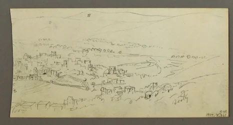 Disegno, piscina ed edifici, forse 1868