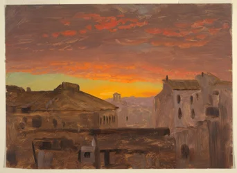 Disegno, Roma, tetti al tramonto, 1868-69