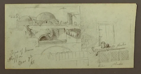 Disegno, Tetti che guardano il mare, porta di una casa, 7 marzo 1868