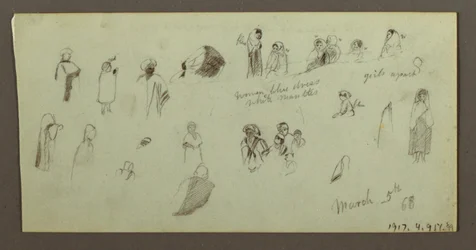 Disegno, Tetti che guardano il mare, porta di una casa, 7 marzo 1868