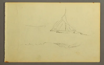 Disegno, barca a vela vista da babordo, 1845