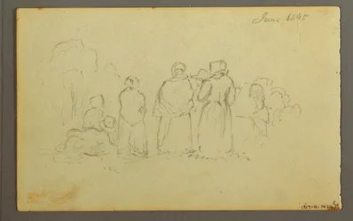 Disegno, barca a vela vista da babordo, 1845