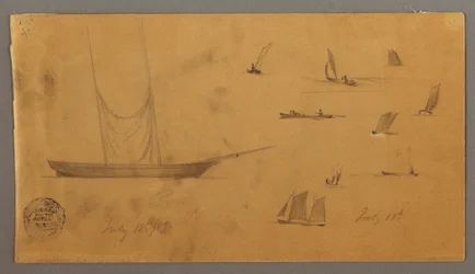 Disegno, studi sulla barca a vela, 12-13 luglio 1859