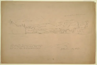 Disegno, riva del lago e pendici del monte Katahdin, 29 agosto 1856