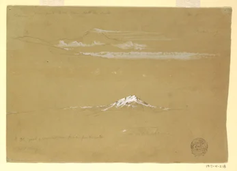 Disegno, Sincholagua, mattina, dal Tempio del Sole, Quito, 24 giugno 1857