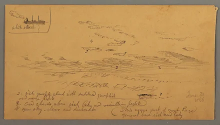 Disegno, Battello a vapore, studio del cielo, 30 giugno 1866