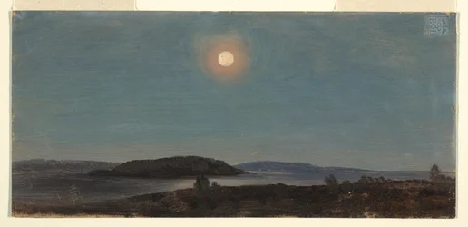 Disegno, Sole o luna che sorge sulle isole Porcupine, Bar Harbor, 1860 ca.