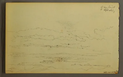Disegno, Sole che tramonta dietro le basse colline, 1845