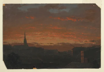 Disegno, Tramonto a Hudson, New York, 1860 ca.