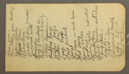 Disegno, elenco dei rifornimenti, forse 1878