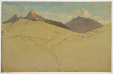 Disegno, Il Watzmann, nei pressi di Berchtesgaden, Baviera, giugno 1868