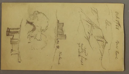 Disegno, Tre studi di castello sulla collina, 1 ottobre 1868