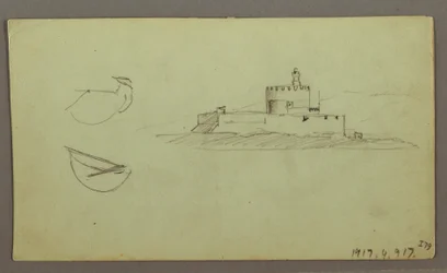 Disegno, Città sulla costa, catena montuosa alle spalle, 27 maggio 1868