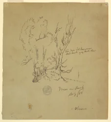 Disegno, Alberi Obersee nelle Alpi bavaresi o meridionali, settembre 1868