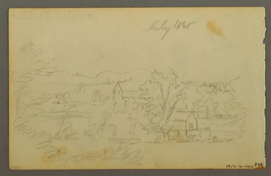 Disegno, Alberi, mucca, 1844