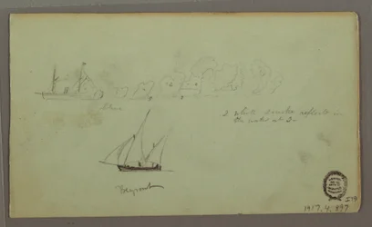 Disegno, Due studi di pescatori con canne e torce, aprile 1868