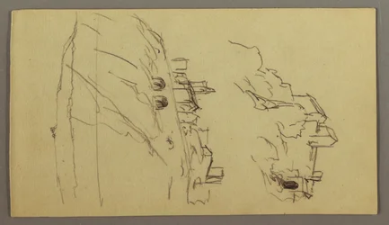 Disegno, Due studi di città sulla cima di una montagna, forse 1868-69
