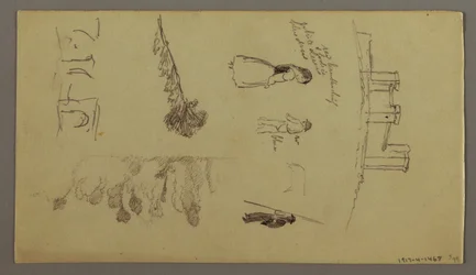 Disegno, Due studi di città sulla cima di una montagna, forse 1868-69