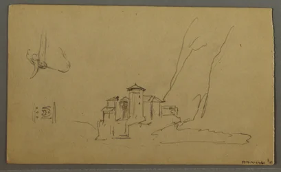 Disegno, valle, chiesa, St. Gilgen Austria, forse 1868