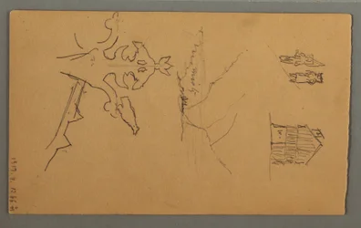 Disegno, valle, torre, chiesa, forse 1868