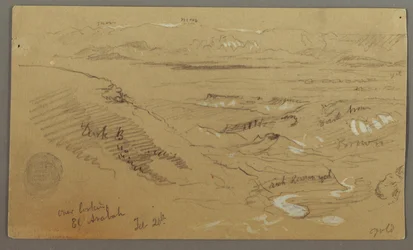 Disegno, Veduta di Wady el-Arabah, 20 febbraio, forse 1868