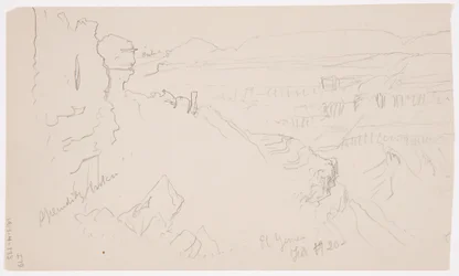 Disegno, Veduta delle colline e della pianura verso le montagne, Valle di El Yemen, febbraio 1868