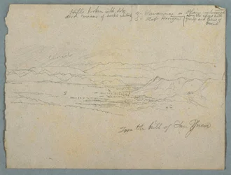 Disegno, Veduta dalla collina di San Juan, probabilmente Colombia, 1853