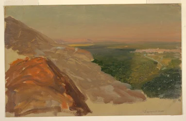 Disegno, Veduta di una pianura con Damasco, Siria, dalle montagne, maggio 1868
