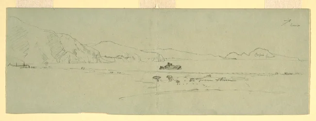 Disegno, Veduta della penisola sorrentina di Capri, Italia, da nord-est, 1869