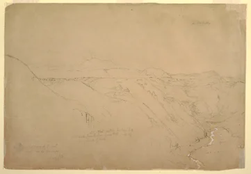 Disegno, il vulcano Puresé e il Rio de Vinagre, Purese, Colombia, agosto 1853