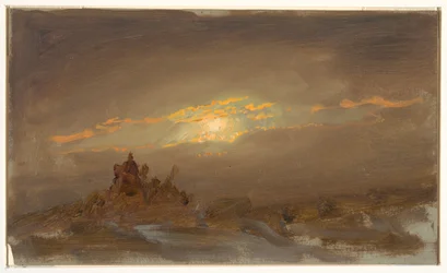 Disegno, Paesaggio invernale al chiaro di luna, 1870 ca.